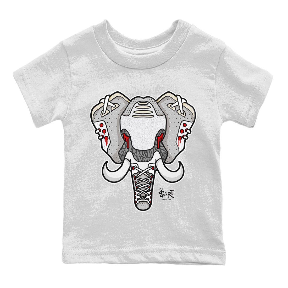 Air Jordan 3 White Cement Shirt To Match Jordans Elephant Symbol Sneaker Tees Air Jordan 3 Retro White Cement Drip Gear Zone Sneaker Matching Clothing Kids Shirts White 2