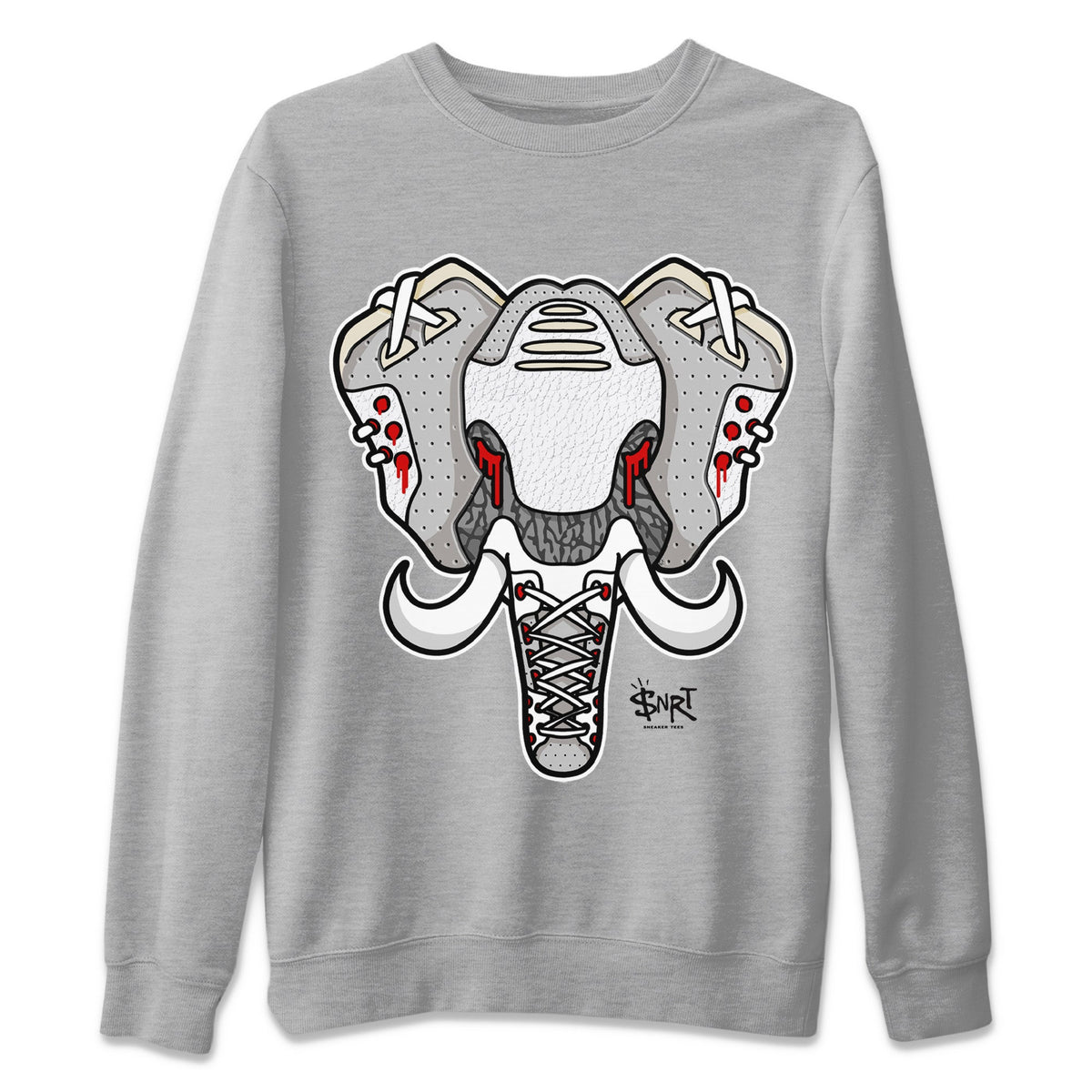 Air Jordan 3 White Cement Shirt To Match Jordans Elephant Symbol Sneaker Tees Air Jordan 3 Retro White Cement Drip Gear Zone Sneaker Matching Clothing Unisex Shirts Heather Grey 2