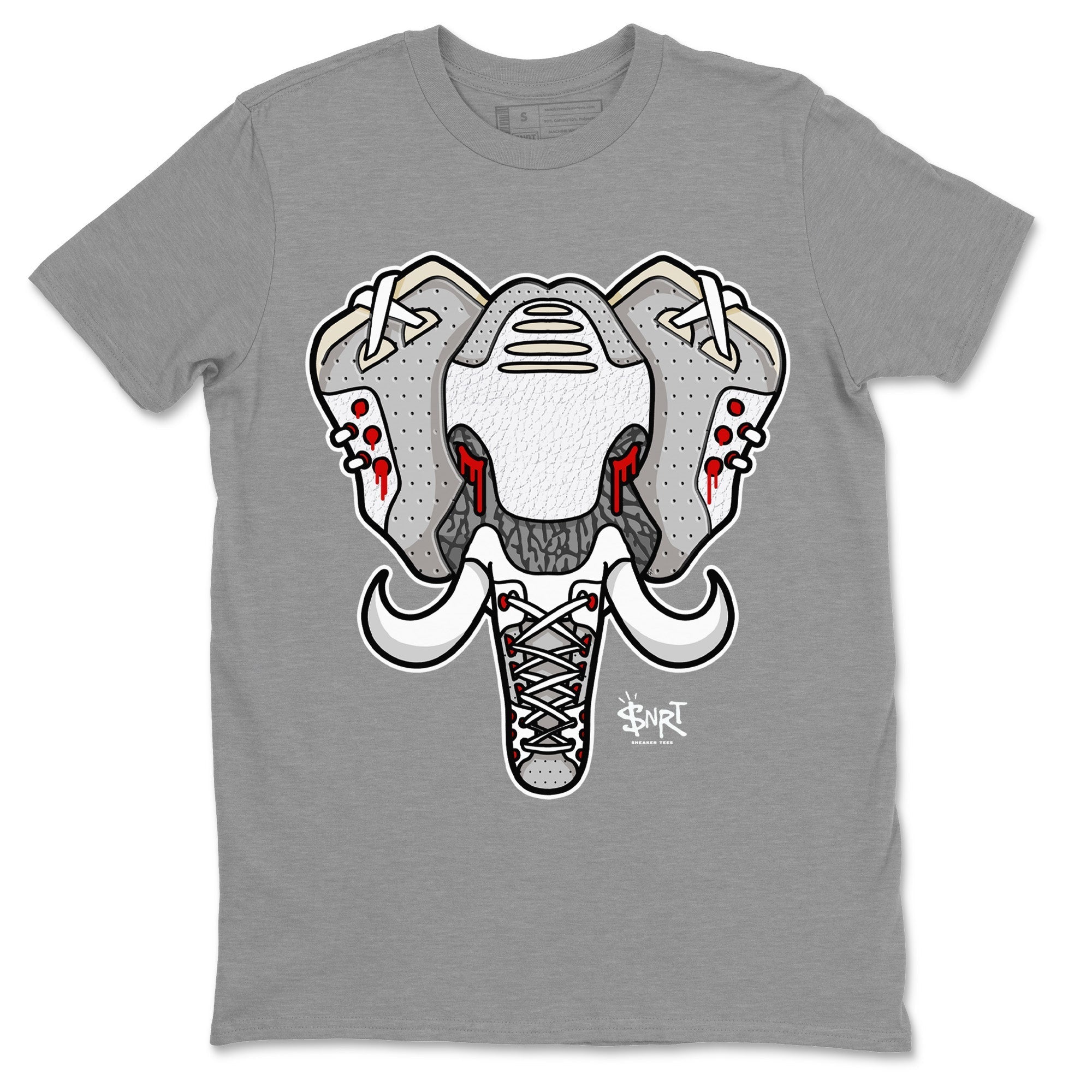 Air Jordan 3 White Cement Shirt To Match Jordans Elephant Symbol Sneaker Tees Air Jordan 3 Retro White Cement Drip Gear Zone Sneaker Matching Clothing Unisex Shirts Heather Grey 2