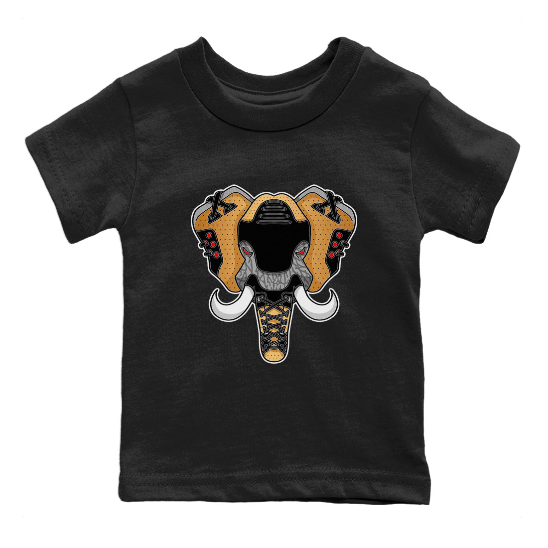 Jordan 3 Black Gold Sneaker Matching T-Shirt Elephant Symbol Sneaker Tees Jordan 3 Black Gold Sneaker Release Tees Kids Shirts