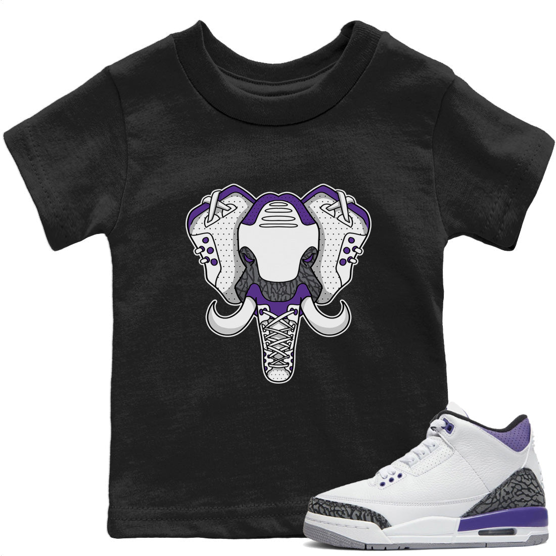 Jordan 3 Dark Iris Sneaker Matching T-Shirt Elephant Symbol Sneaker Tees Jordan 3 Dark Iris Sneaker Release Tees Kids Shirts