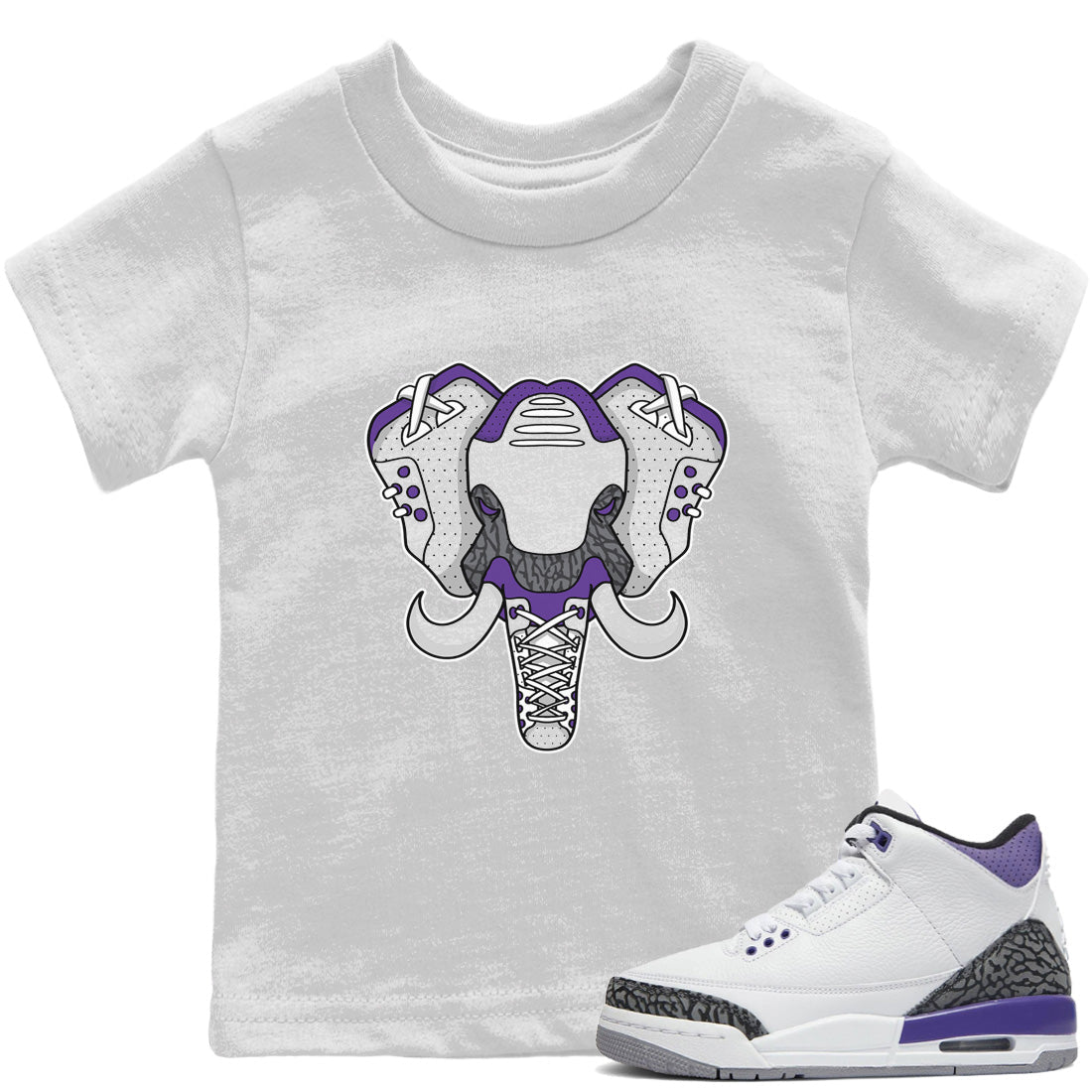 Jordan 3 Dark Iris Sneaker Matching T-Shirt Elephant Symbol Sneaker Tees Jordan 3 Dark Iris Sneaker Release Tees Kids Shirts