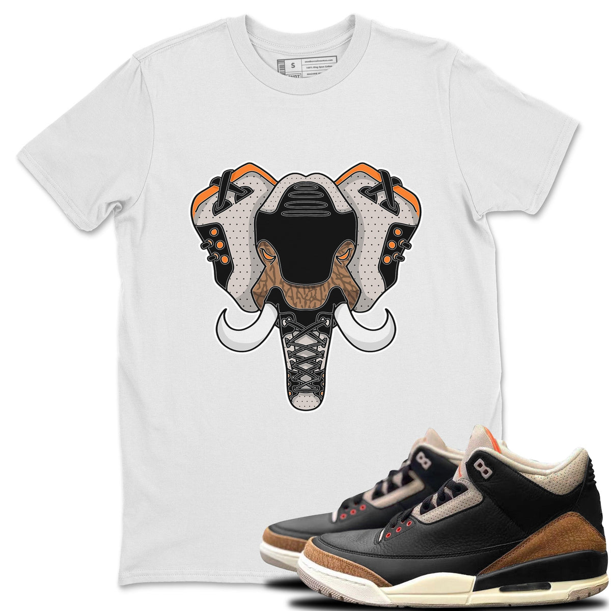 Jordan 3 Desert Elephant Sneaker Matching T-Shirt Elephant Symbol Sneaker Tees Jordan 3 Desert Elephant Sneaker Release Tees Crew Neck Tees