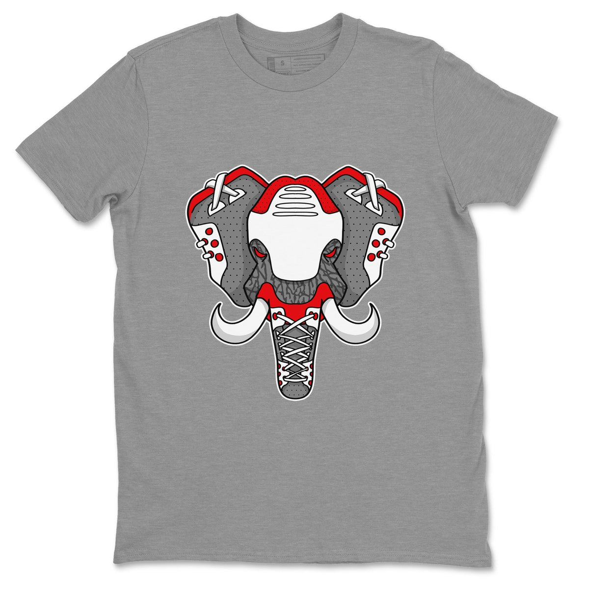 Jordan 3 Fire Red Sneaker Matching T-Shirt Elephant Symbol Sneaker Tees Jordan 3 Fire Red Sneaker Release Tees Crew Neck Tees