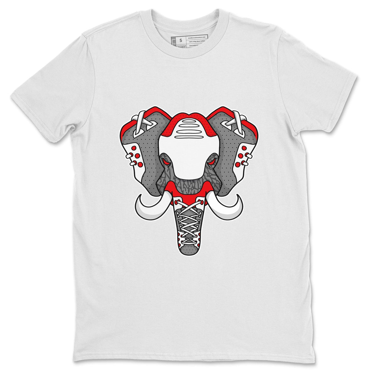 Jordan 3 Fire Red Sneaker Matching T-Shirt Elephant Symbol Sneaker Tees Jordan 3 Fire Red Sneaker Release Tees Crew Neck Tees
