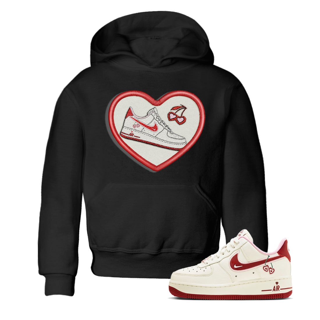 Air Force 1 Valentines Day Sneaker Match Tees Embroidery Patch Sneaker Tees Air Force 1 Valentines Day Jordan to match sneaker T-Shirt Kids Shirts