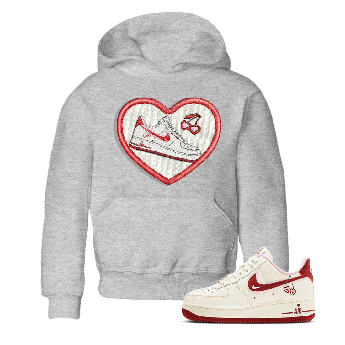 Air Force 1 Valentines Day Sneaker Match Tees Embroidery Patch Sneaker Tees Air Force 1 Valentines Day Jordan to match sneaker T-Shirt Kids Shirts