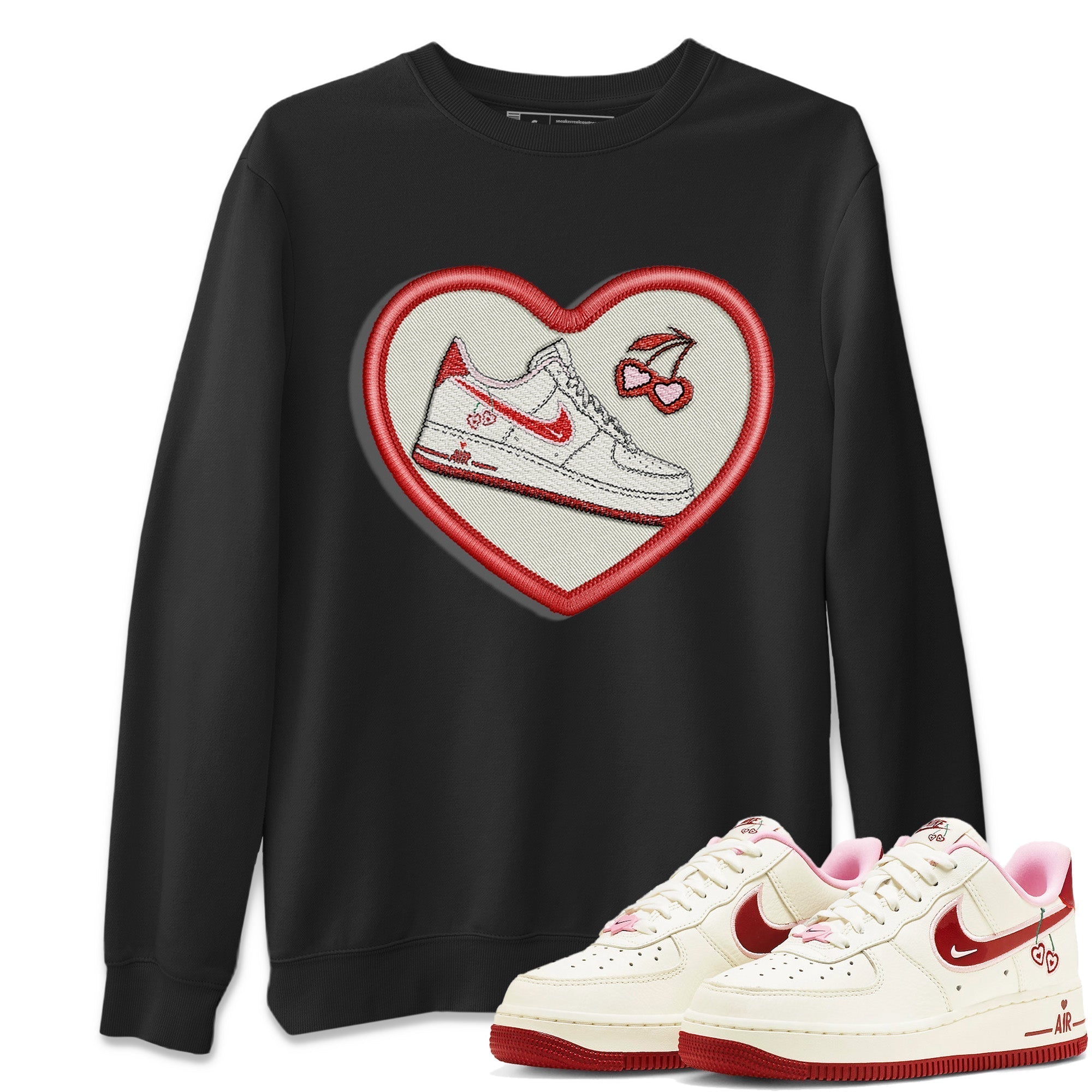 Air Force 1 Valentines Day Sneaker Match Tees Embroidery Patch Sneaker Tees Air Force 1 Valentines Day Jordan to match sneaker T-Shirt Crew Neck Shirts