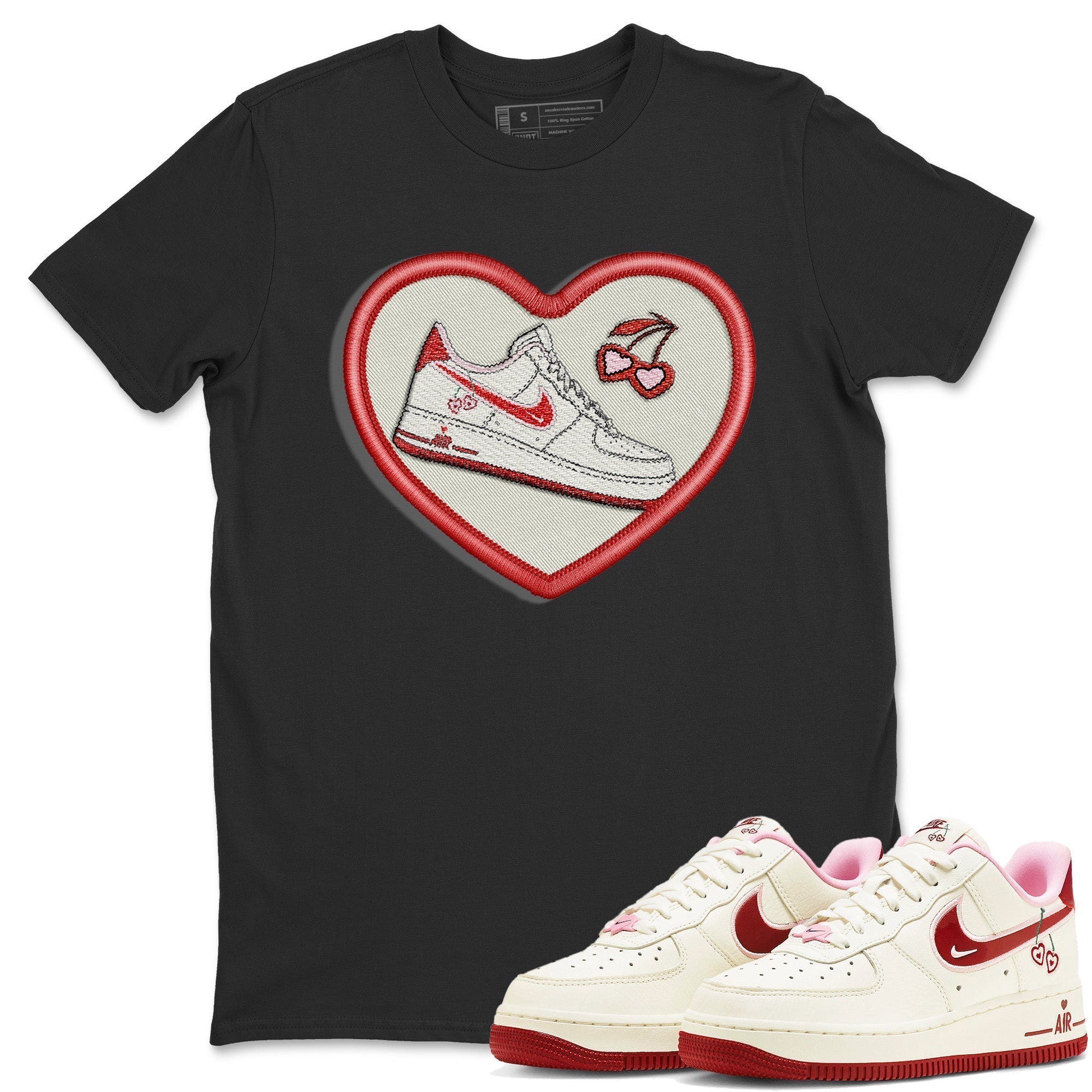Air Force 1 Valentines Day Sneaker Match Tees Embroidery Patch Sneaker Tees Air Force 1 Valentines Day Jordan to match sneaker T-Shirt Crew Neck Shirts
