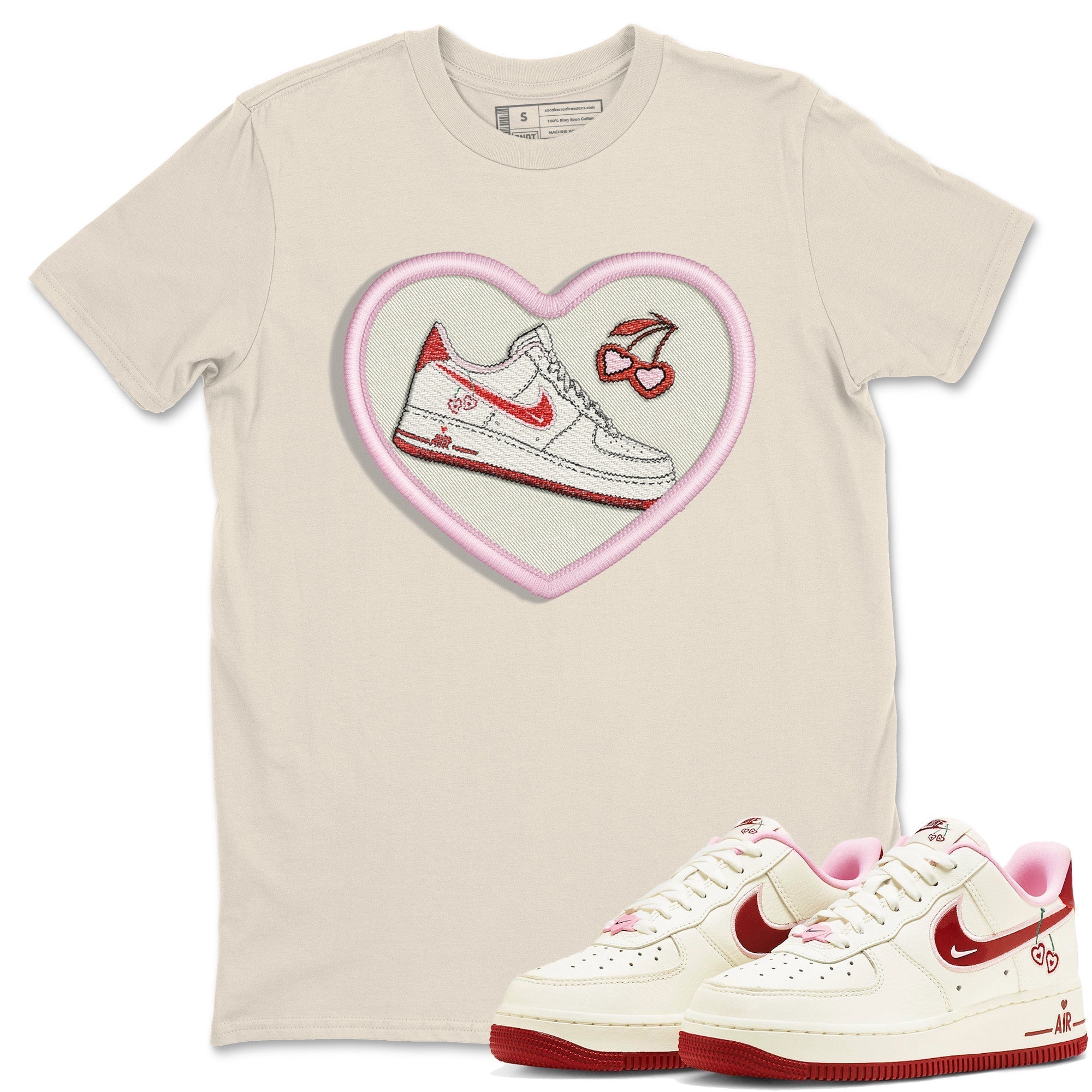 Air Force 1 Valentines Day Sneaker Match Tees Embroidery Patch Sneaker Tees Air Force 1 Valentines Day Jordan to match sneaker T-Shirt Crew Neck Shirts