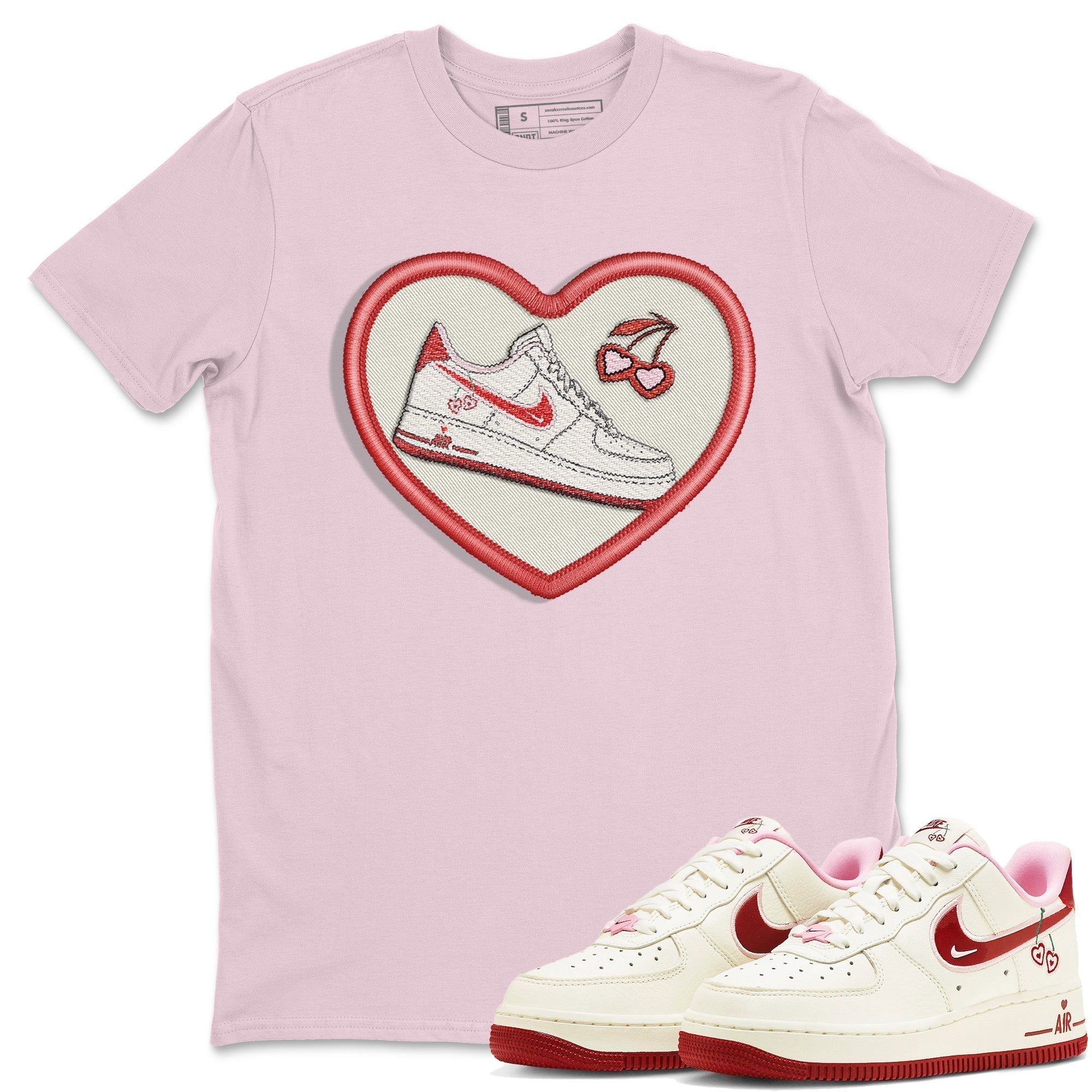 Air Force 1 Valentines Day Sneaker Match Tees Embroidery Patch Sneaker Tees Air Force 1 Valentines Day Jordan to match sneaker T-Shirt Crew Neck Shirts