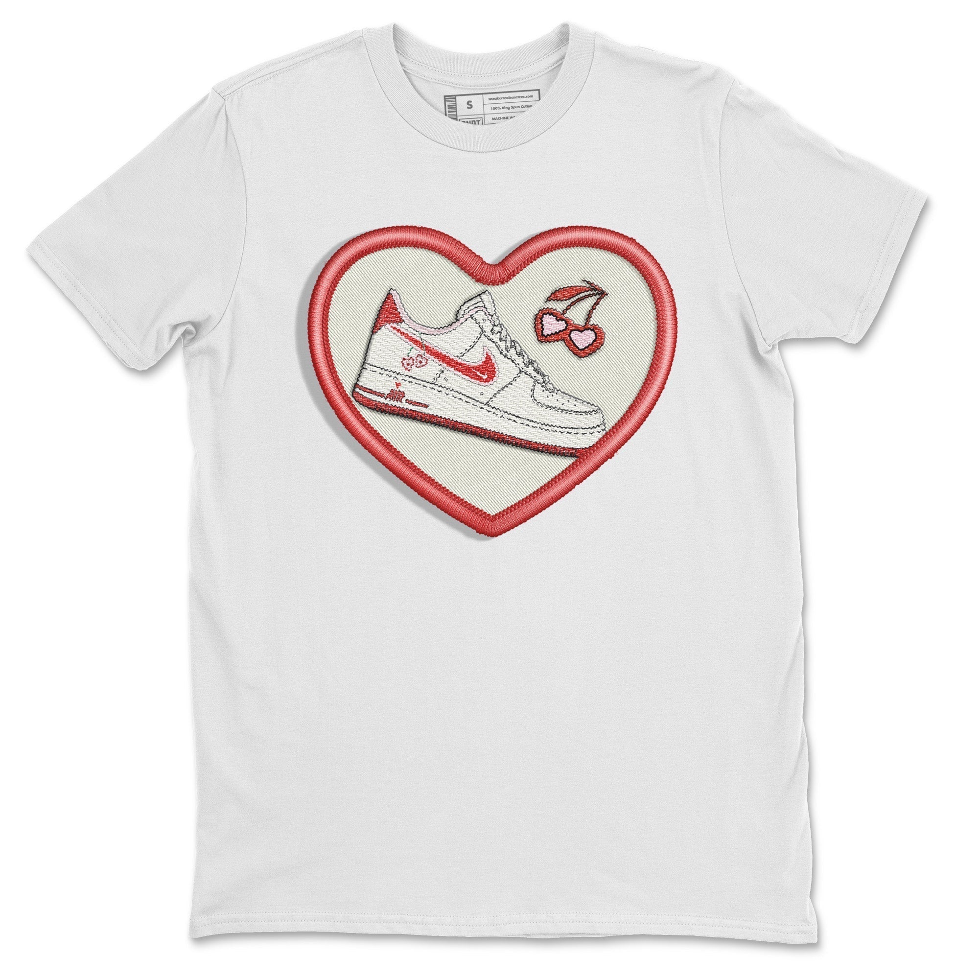 Air Force 1 Valentines Day Sneaker Match Tees Embroidery Patch Sneaker Tees Air Force 1 Valentines Day Jordan to match sneaker T-Shirt Crew Neck Shirts