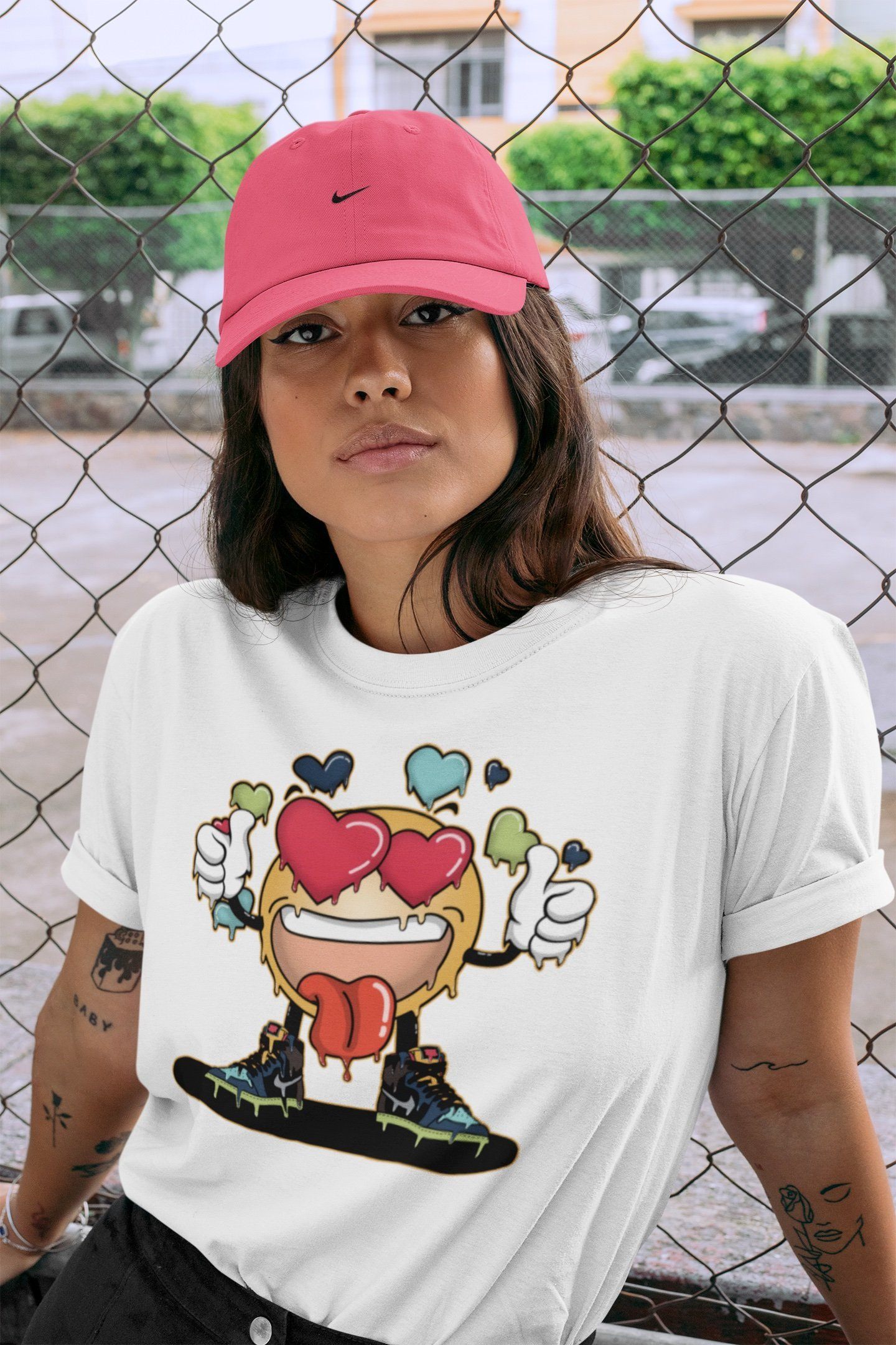 Jordan 1 Bio Hack Sneaker Match Tees Fallin' Love Emoji Sneaker Tees Jordan 1 Bio Hack Jordan to match sneaker T-Shirt Crew Neck Shirts