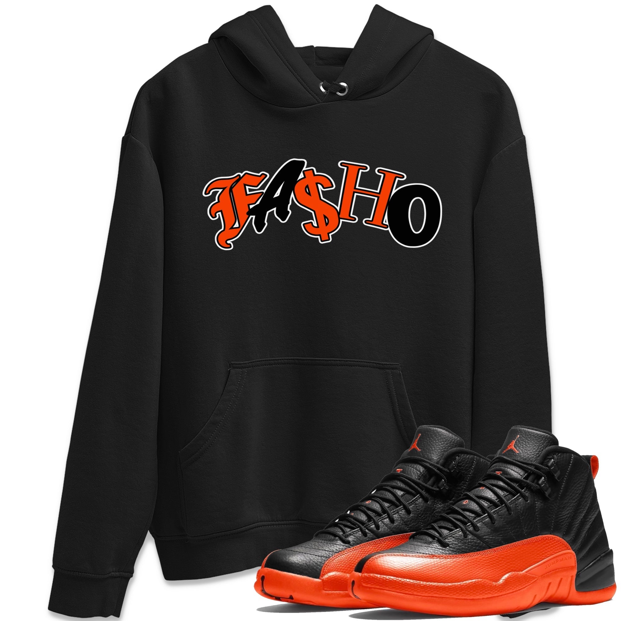 Air Jordan 12 Brilliant Orange Sneaker Match Tees Fasho Streetwear Sneaker Shirt AJ12 Brilliant Orange Sneaker Release Tees Unisex Shirts Black 1