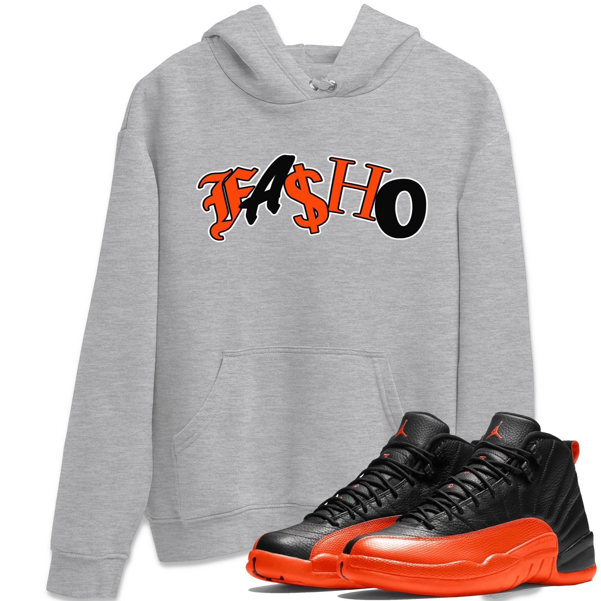 Air Jordan 12 Brilliant Orange Sneaker Match Tees Fasho Streetwear Sneaker Shirt AJ12 Brilliant Orange Sneaker Release Tees Unisex Shirts Heather Grey 1