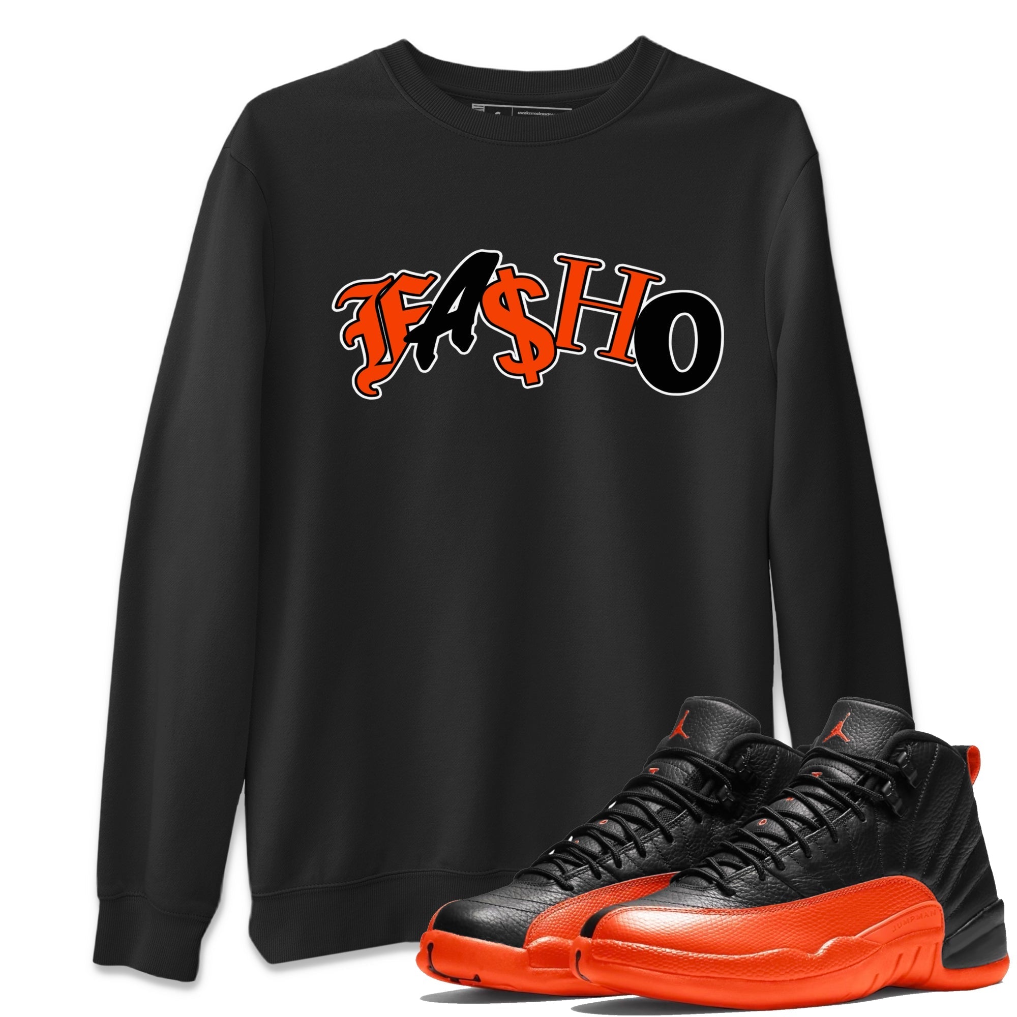 Air Jordan 12 Brilliant Orange Sneaker Match Tees Fasho Streetwear Sneaker Shirt AJ12 Brilliant Orange Sneaker Release Tees Unisex Shirts Black 1