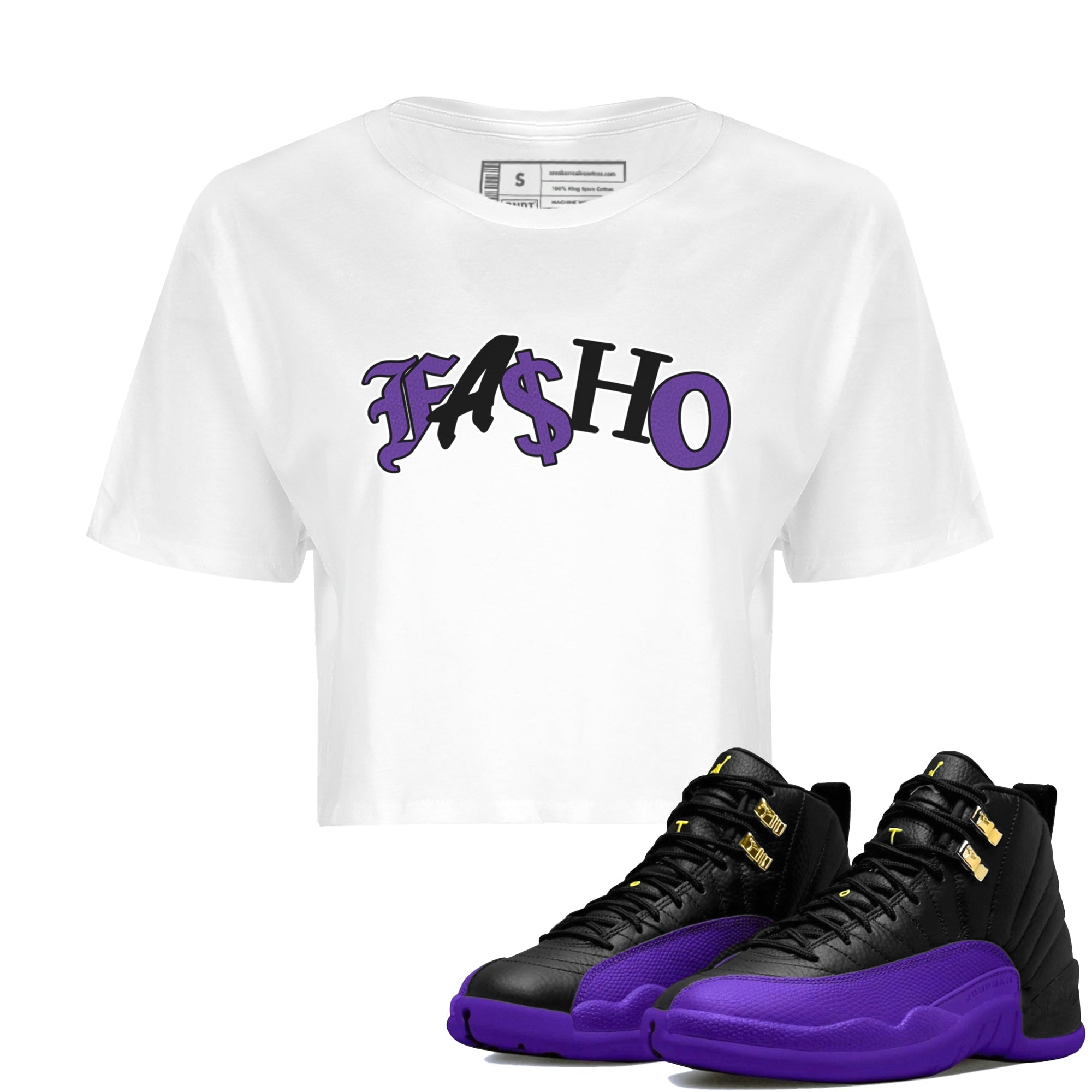 Air Jordan 12 Field Purple Sneaker Match Tees Fasho Streetwear Sneaker Shirt AJJordan 12 Lakers Sneaker Release Tees Women's Shirts White 1