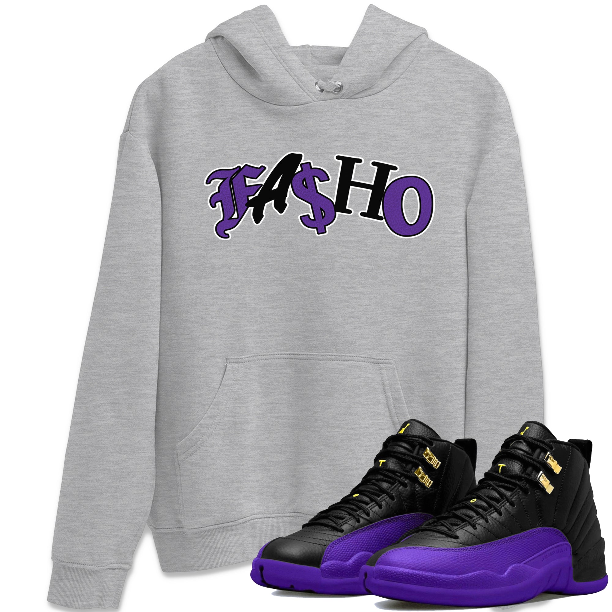 Air Jordan 12 Field Purple Sneaker Match Tees Fasho Streetwear Sneaker Shirt AJJordan 12 Lakers Sneaker Release Tees Unisex Shirts Heather Grey 1