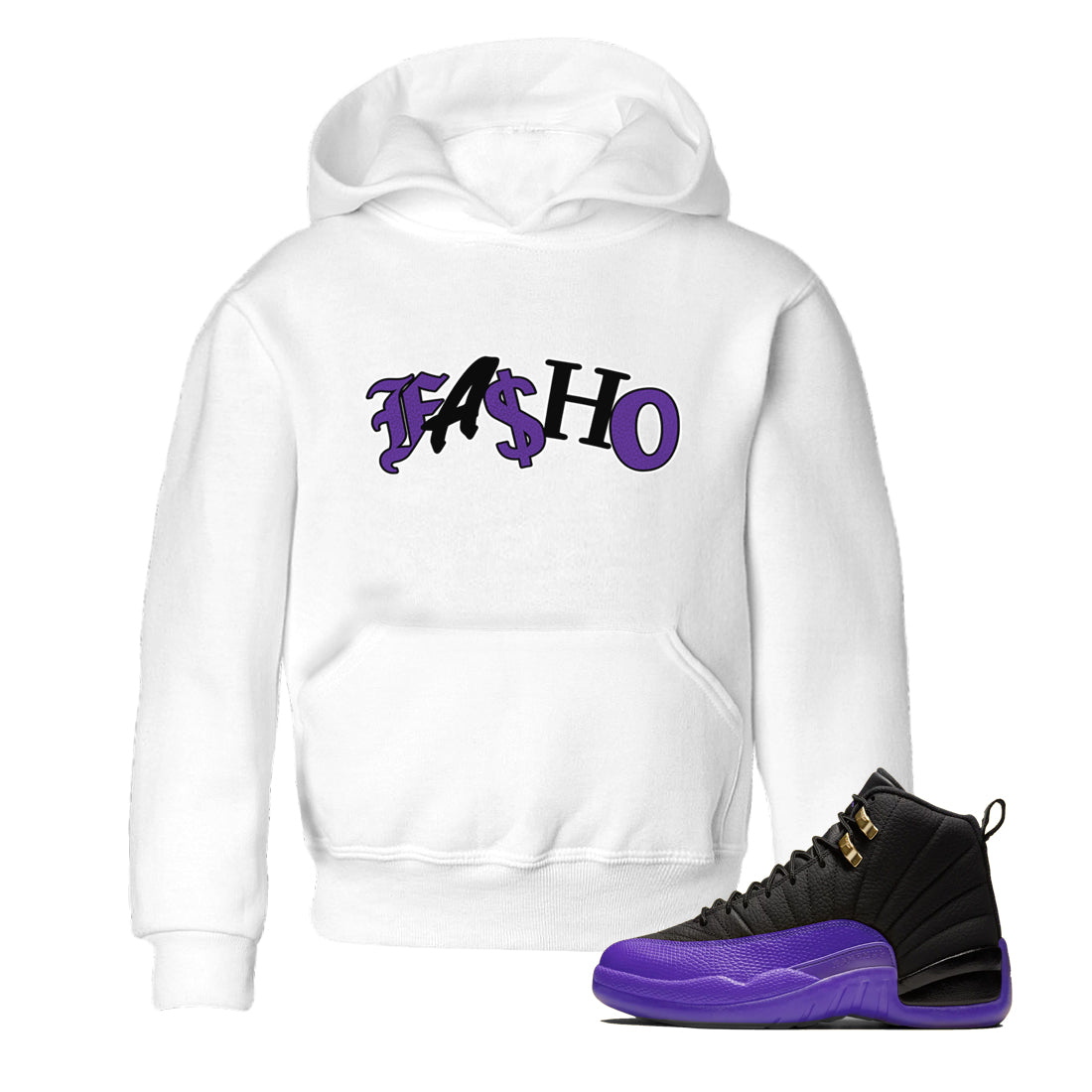 Air Jordan 12 Field Purple Sneaker Match Tees Fasho Streetwear Sneaker Shirt AJJordan 12 Lakers Sneaker Release Tees Kids Shirts White 1