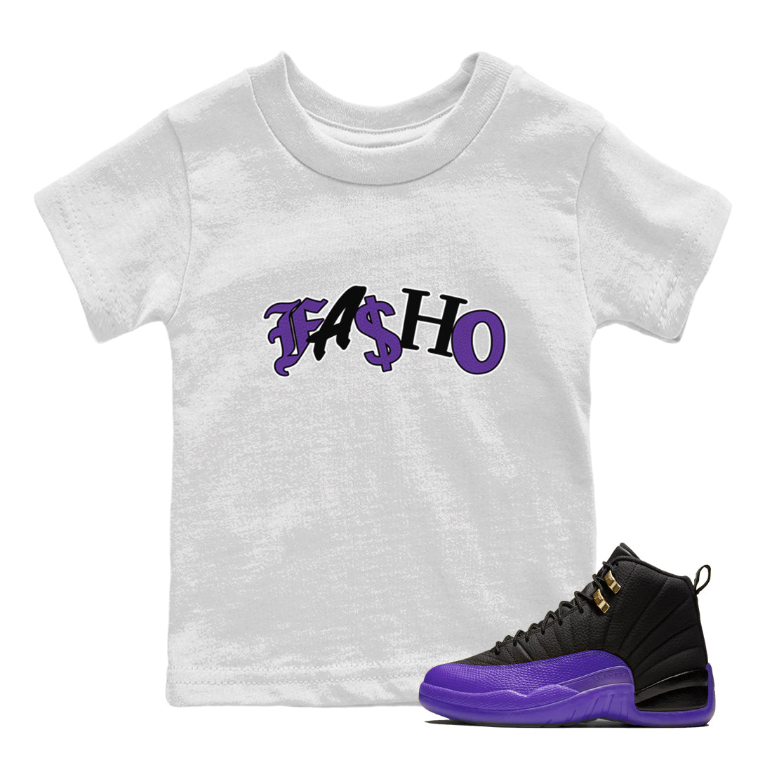Air Jordan 12 Field Purple Sneaker Match Tees Fasho Streetwear Sneaker Shirt AJJordan 12 Lakers Sneaker Release Tees Kids Shirts White 1