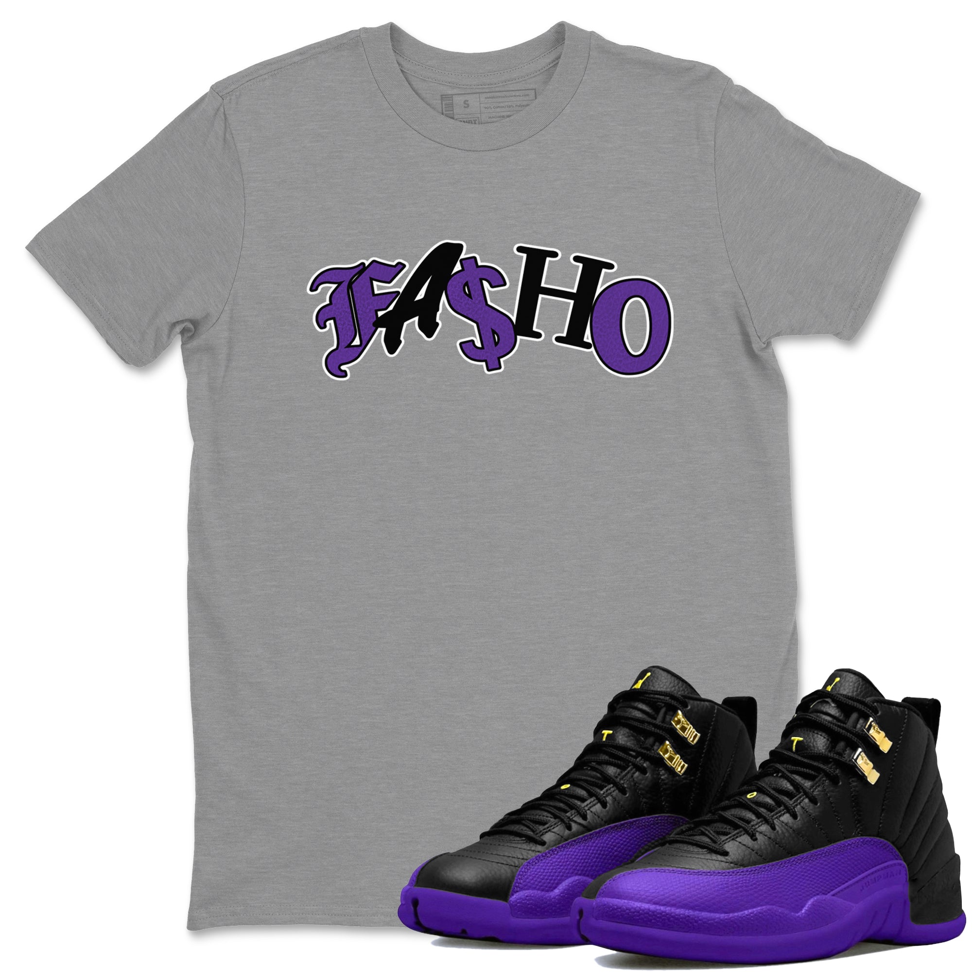 Air Jordan 12 Field Purple Sneaker Match Tees Fasho Streetwear Sneaker Shirt AJJordan 12 Lakers Sneaker Release Tees Unisex Shirts Heather Grey 1