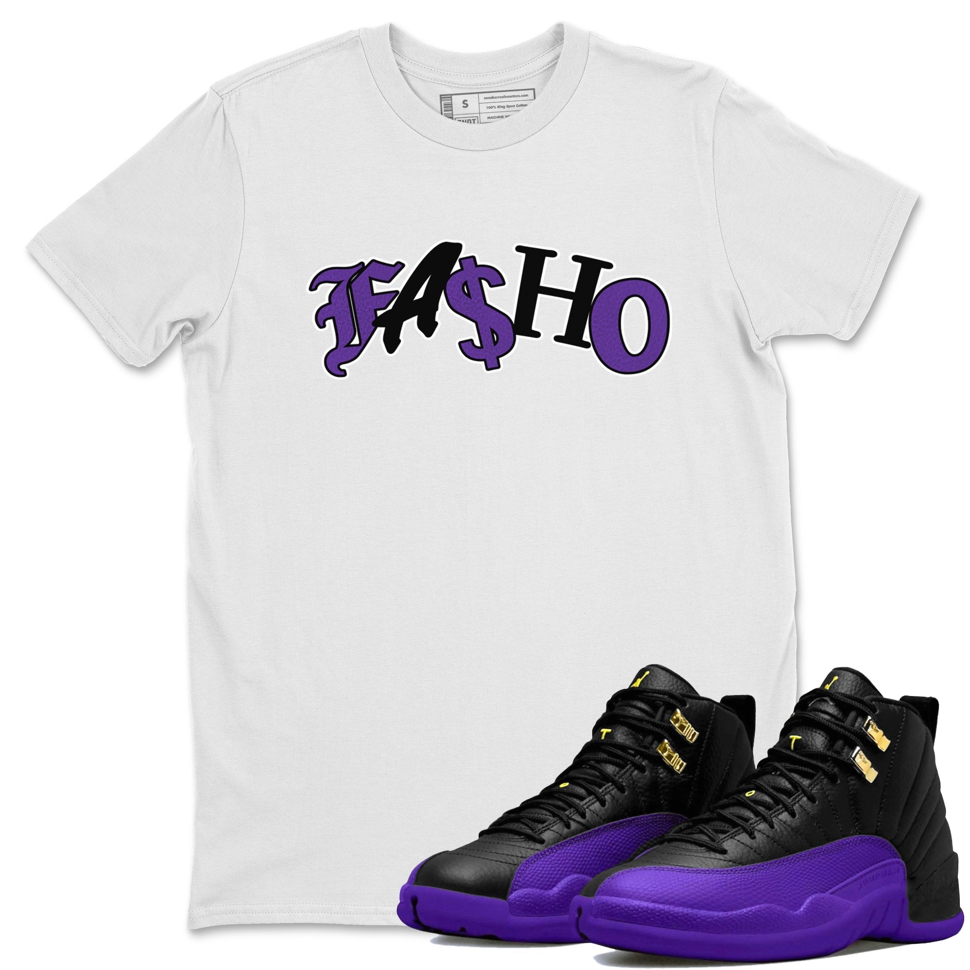 Air Jordan 12 Field Purple Sneaker Match Tees Fasho Streetwear Sneaker Shirt AJJordan 12 Lakers Sneaker Release Tees Unisex Shirts White 1