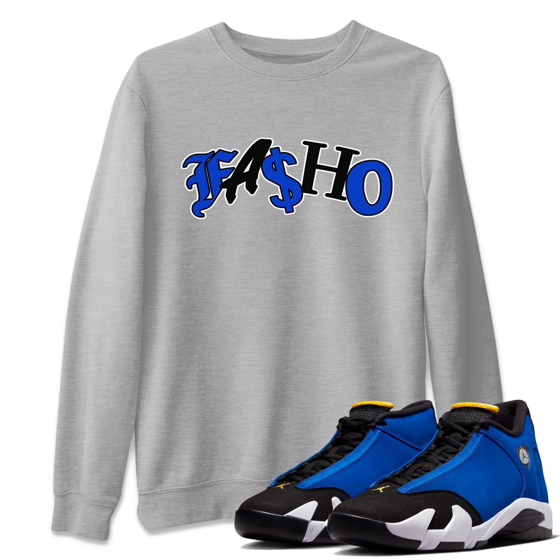 Air Jordan 14 Laney Sneaker Match Tees Fasho Sneaker Tees AJ14 Laney Sneaker Release Tees Unisex Shirts Heather Grey 1