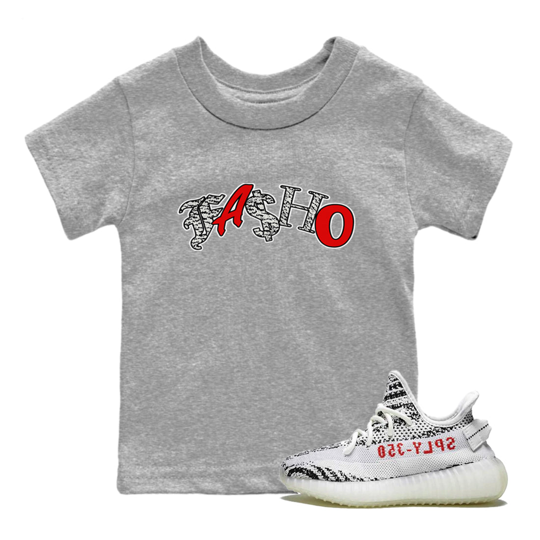 Yeezy 350 Zebra Sneaker Match Tees Fasho Streetwear Sneaker Shirt Yeezy Boost 350 V2 Zebra Sneaker Release Tees Kids Shirts Heather Grey 1