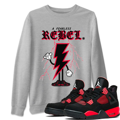 Air Jordan 4 Red Thunder Sneaker Match Tees Fearless Rebel Streetwear Sneaker Shirt Jordan 4 Retro Red Thunder Sneaker Release Tees Unisex Shirts Heather Grey 1