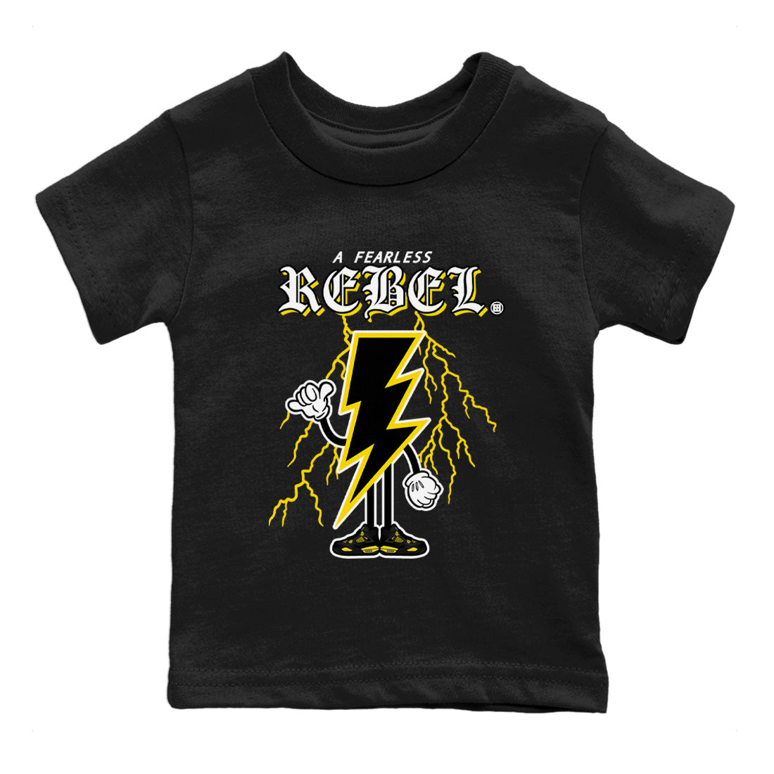 Air Jordan 4 Thunder Sneaker Match Tees Fearless Rebel Streetwear Sneaker Shirt Air Jordan 4 Retro Thunder Sneaker Release Tees Kids Shirts Black 2