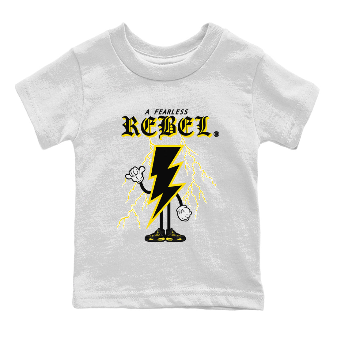 Air Jordan 4 Thunder Sneaker Match Tees Fearless Rebel Streetwear Sneaker Shirt Air Jordan 4 Retro Thunder Sneaker Release Tees Kids Shirts White 2