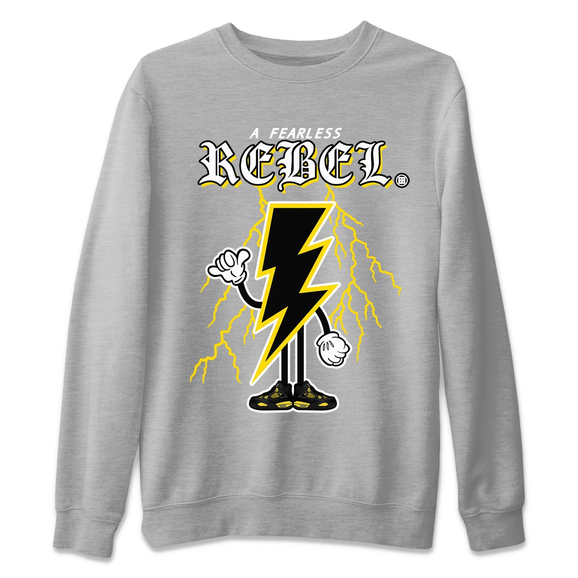 Air Jordan 4 Thunder Sneaker Match Tees Fearless Rebel Streetwear Sneaker Shirt Air Jordan 4 Retro Thunder Sneaker Release Tees Unisex Shirts Heather Grey 2