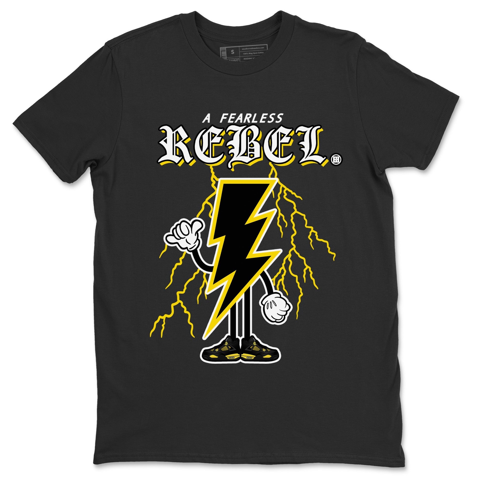 Air Jordan 4 Thunder Sneaker Match Tees Fearless Rebel Streetwear Sneaker Shirt Air Jordan 4 Retro Thunder Sneaker Release Tees Unisex Shirts Black 2
