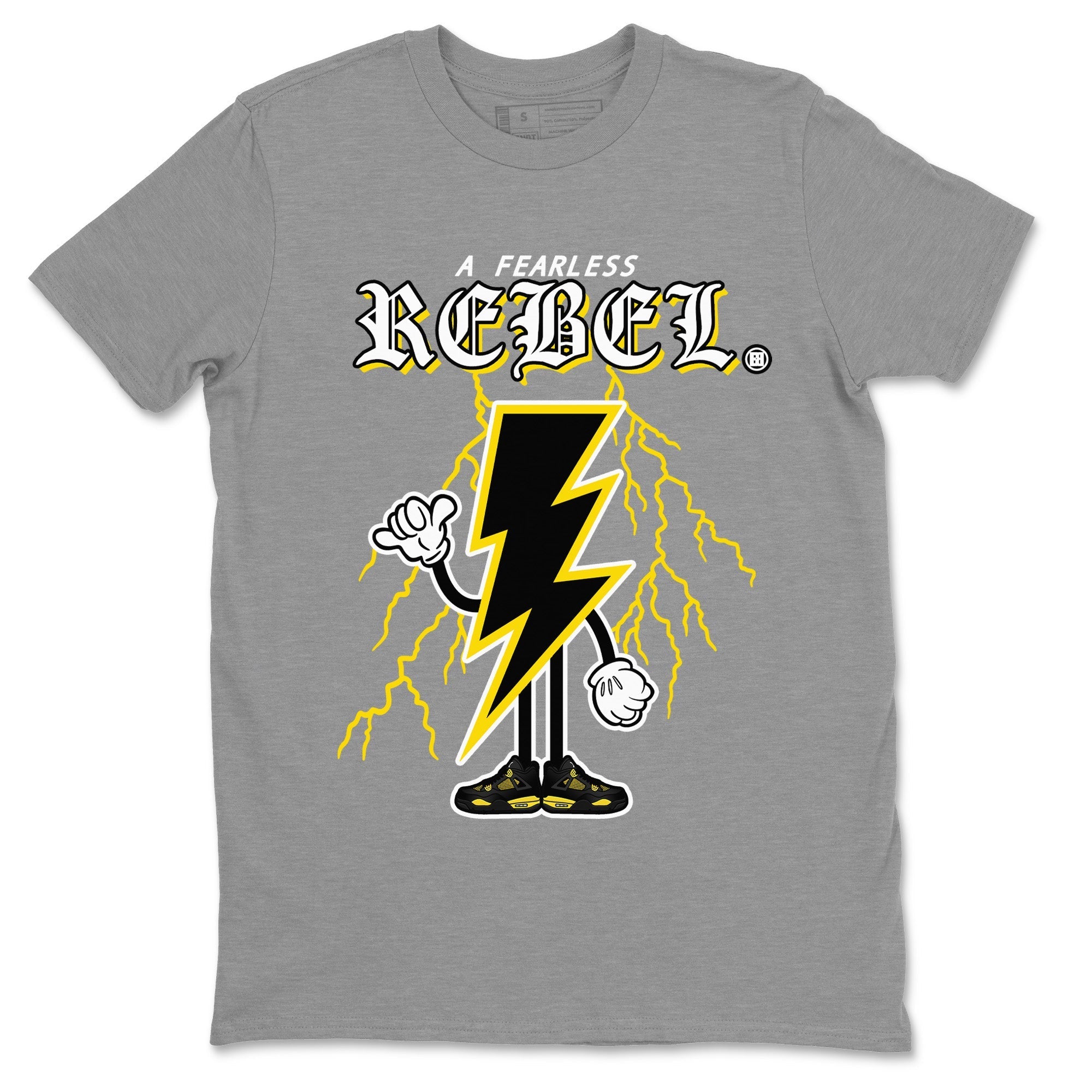Air Jordan 4 Thunder Sneaker Match Tees Fearless Rebel Streetwear Sneaker Shirt Air Jordan 4 Retro Thunder Sneaker Release Tees Unisex Shirts Heather Grey 2