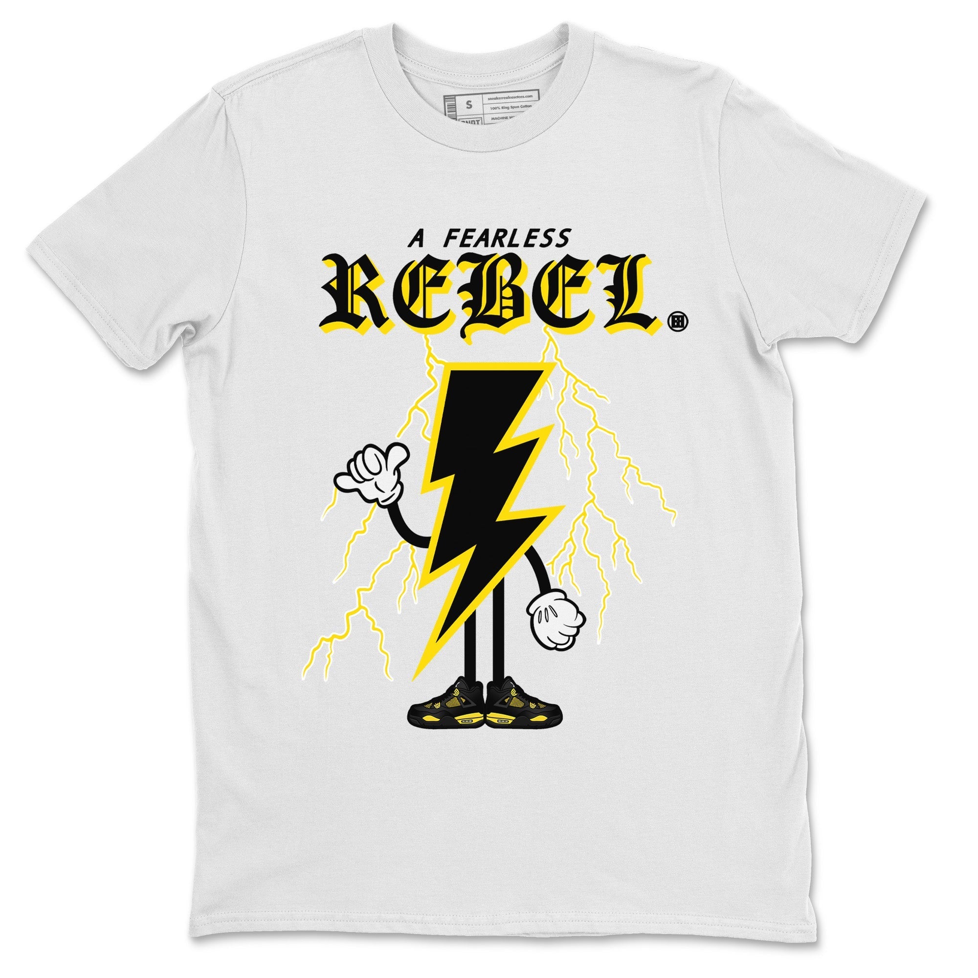 Air Jordan 4 Thunder Sneaker Match Tees Fearless Rebel Streetwear Sneaker Shirt Air Jordan 4 Retro Thunder Sneaker Release Tees Unisex Shirts White 2