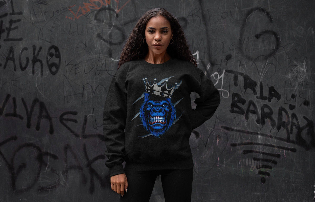 Jordan 1 Royal Black Shirt To Match Jordans Ferocious Gorilla Sneaker Tees Jordan 1 Royal Black Drip Gear Zone Sneaker Matching Clothing Unisex Shirts