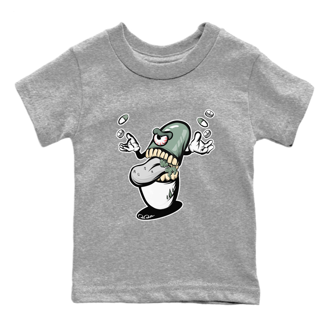 Dunk Mica Green Sneaker Match Tees Pill Monster Streetwear Sneaker Shirt Dunk Low Mica Green Sneaker Release Tees Kids Shirts Heather Grey 2