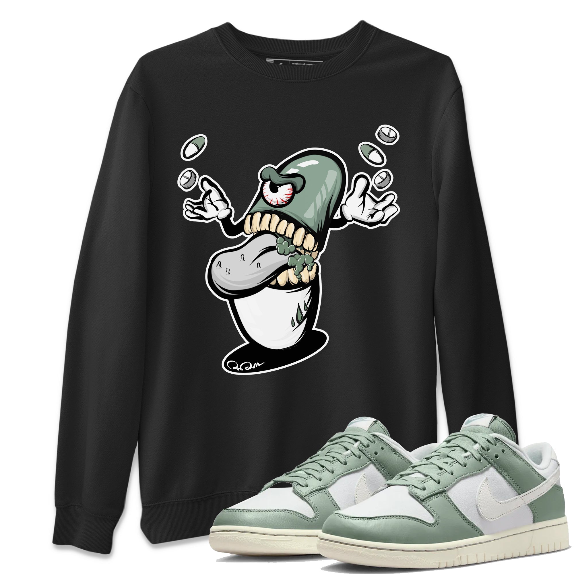 Dunk Mica Green Sneaker Match Tees Pill Monster Streetwear Sneaker Shirt Dunk Low Mica Green Sneaker Release Tees Unisex Shirts Black 1