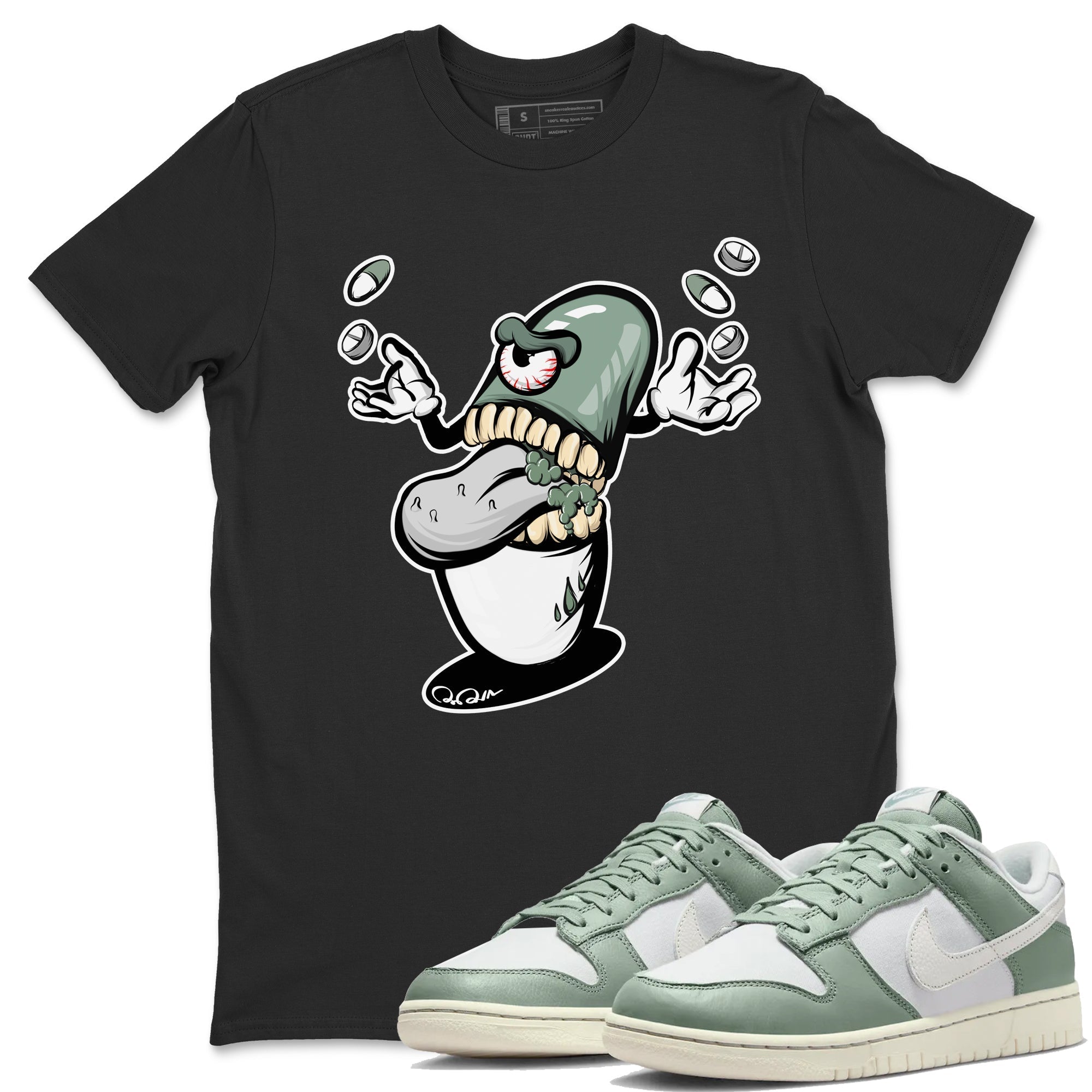 Dunk Mica Green Sneaker Match Tees Pill Monster Streetwear Sneaker Shirt Dunk Low Mica Green Sneaker Release Tees Unisex Shirts Black 1