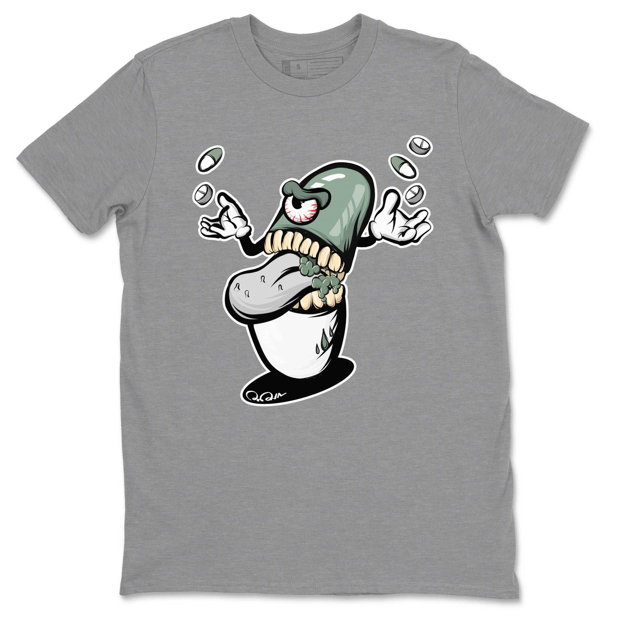 Dunk Mica Green Sneaker Match Tees Pill Monster Streetwear Sneaker Shirt Dunk Low Mica Green Sneaker Release Tees Unisex Shirts Heather Grey 2