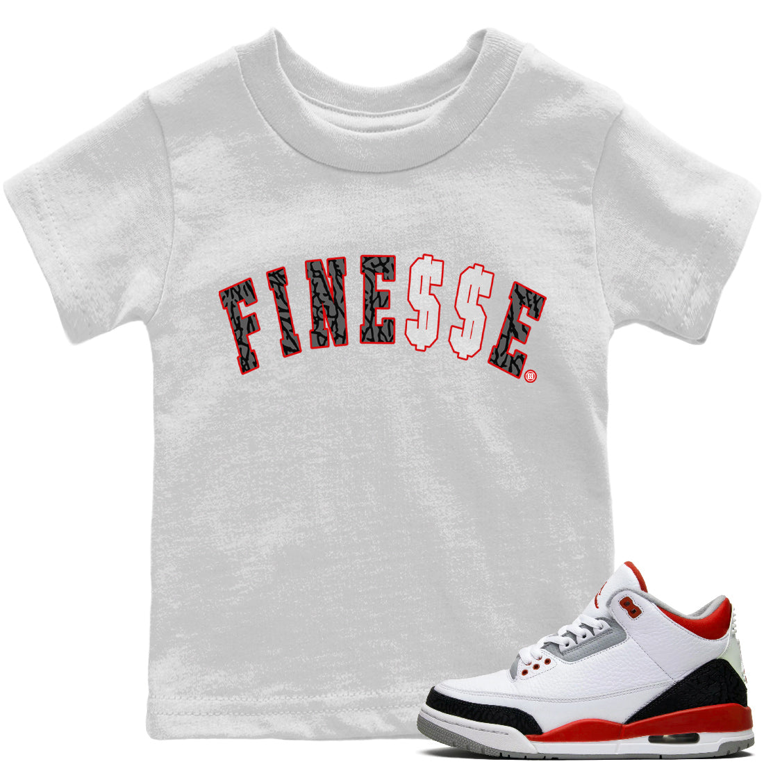 Jordan 3 Fire Red Sneaker Matching T-Shirt Finesse Sneaker Tees Jordan 3 Fire Red Sneaker Release Tees Kids Shirts
