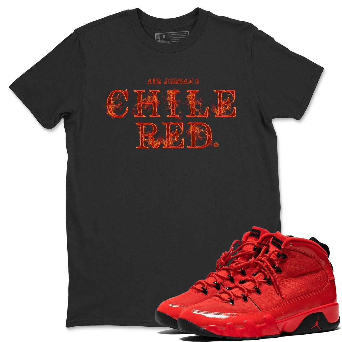 Jordan 9 Chile Red Shirt To Match Jordans Fire Letters Sneaker Tees Jordan 9 Chile Red Drip Gear Zone Sneaker Matching Clothing Unisex Shirts