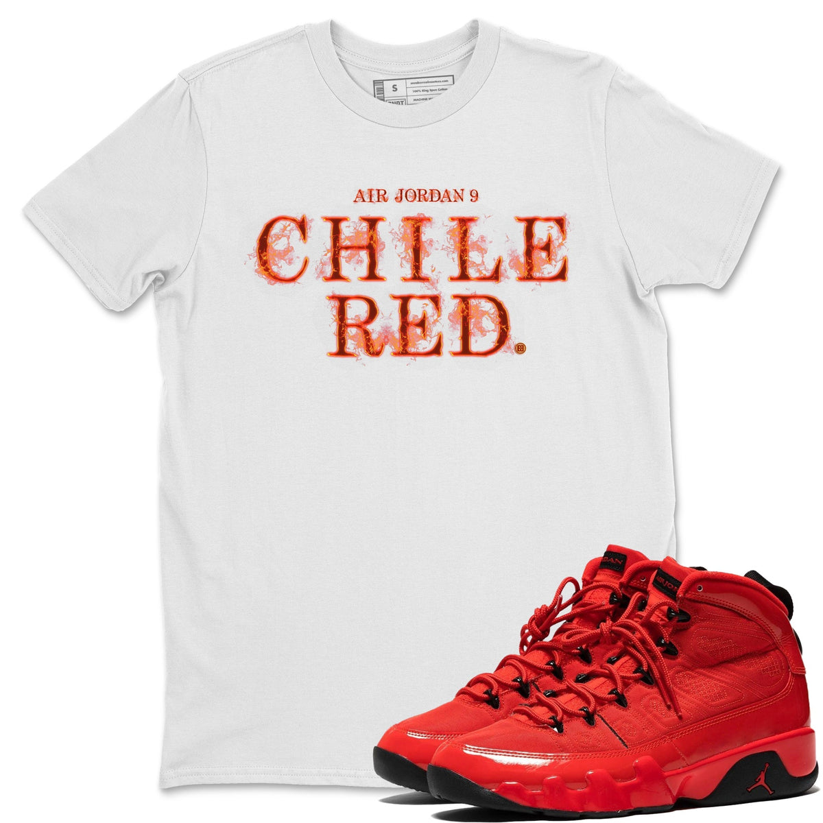 Jordan 9 Chile Red Shirt To Match Jordans Fire Letters Sneaker Tees Jordan 9 Chile Red Drip Gear Zone Sneaker Matching Clothing Unisex Shirts