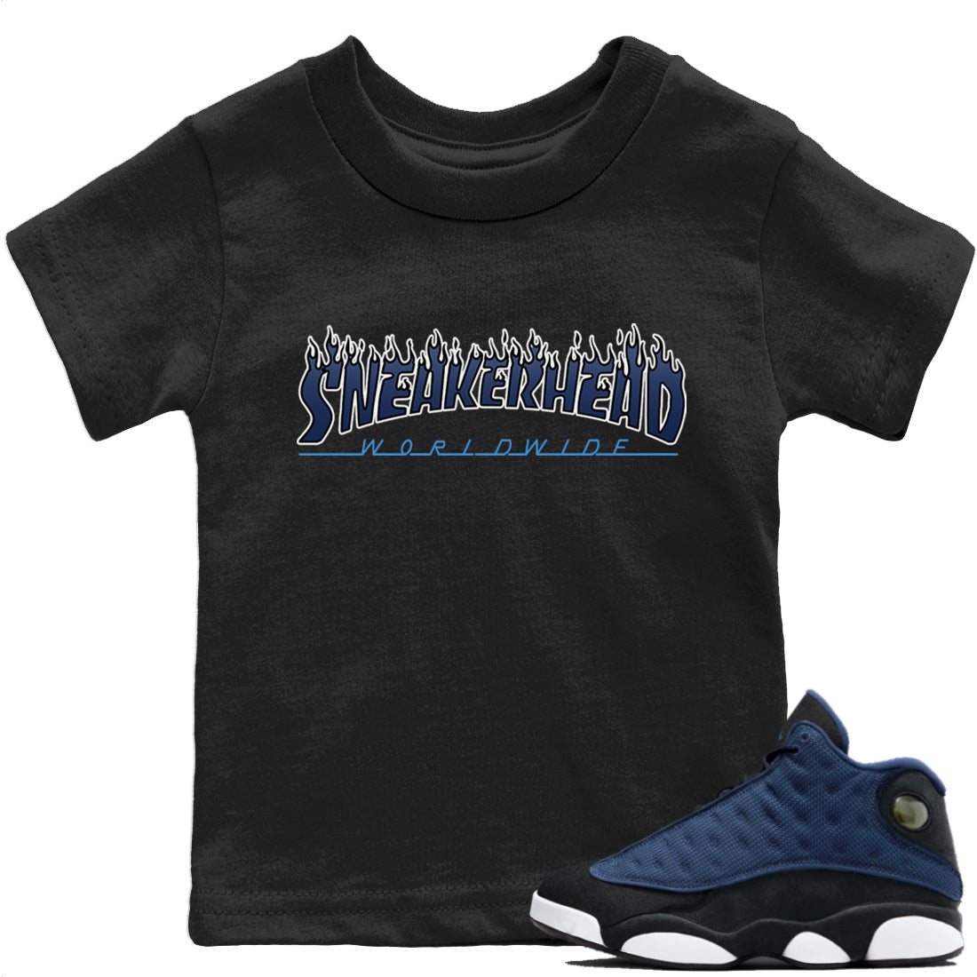 Jordan 13 Brave Blue Sneaker Tees Drip Gear Zone Fire Sneakerhead Sneaker Tees Jordan 13 Brave Blue Shirt Kids Shirts