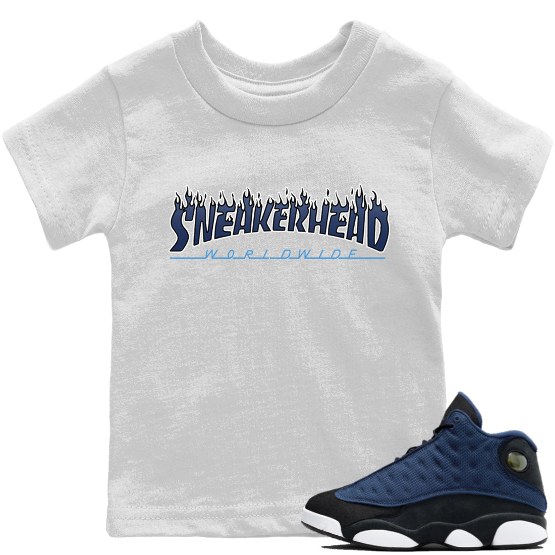 Jordan 13 Brave Blue Sneaker Tees Drip Gear Zone Fire Sneakerhead Sneaker Tees Jordan 13 Brave Blue Shirt Kids Shirts