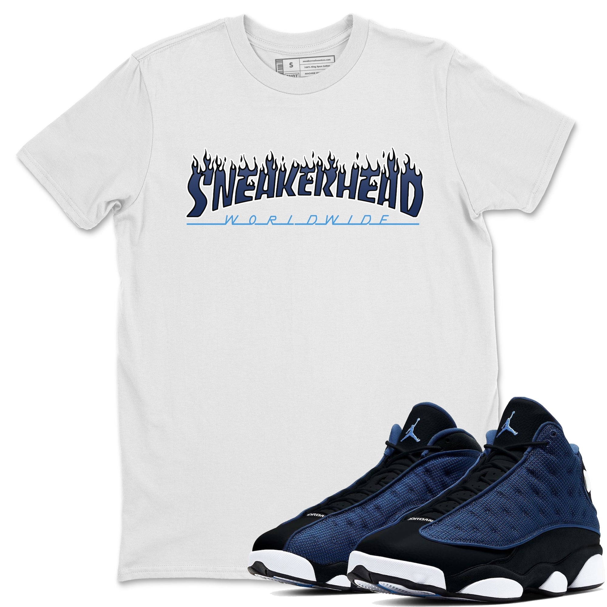 Jordan 13 Brave Blue Sneaker Tees Drip Gear Zone Fire Sneakerhead Sneaker Tees Jordan 13 Brave Blue Shirt Unisex Shirts