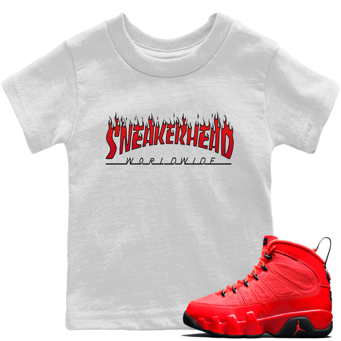 Jordan 9 Chile Red Sneaker Tees Drip Gear Zone Fire Sneakerhead Sneaker Tees Jordan 9 Chile Red Shirt Kids Shirts