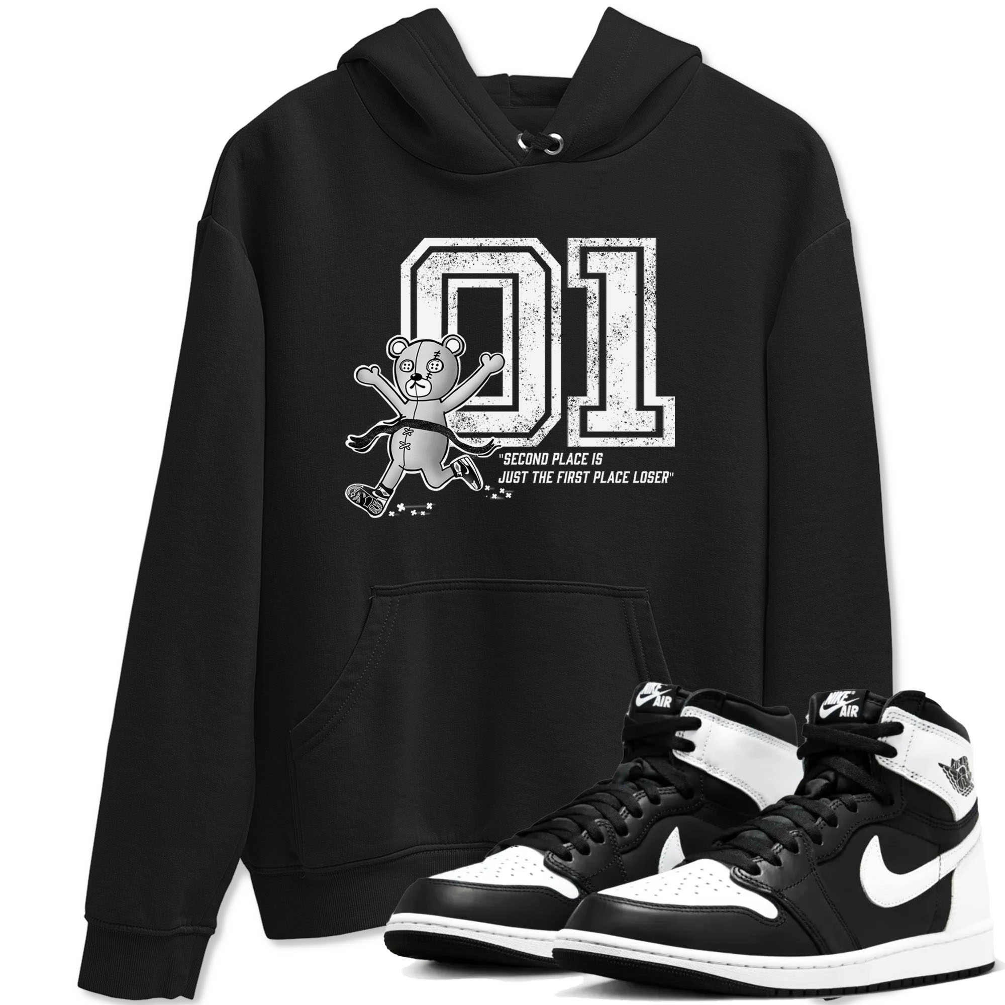 1s Black White shirt to match jordans First Place Winner sneaker tees Air Jordan 1 Black White Drip Gear Zone unisex cotton Black 1 crew neck shirt