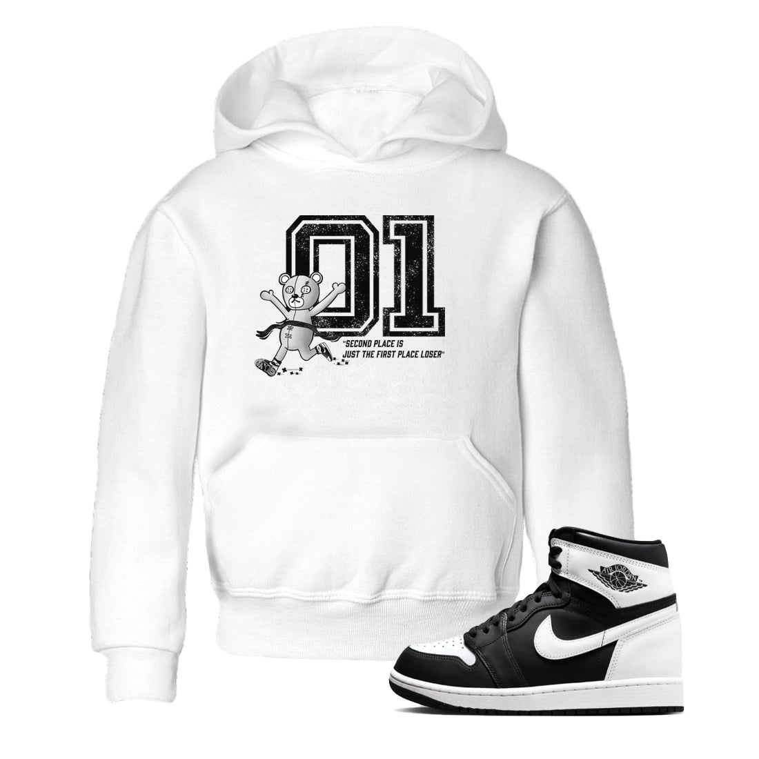 1s Black White shirt to match jordans First Place Winner sneaker tees Air Jordan 1 Retro Black White Drip Gear Zone baby toddler White 1 cotton Shirt