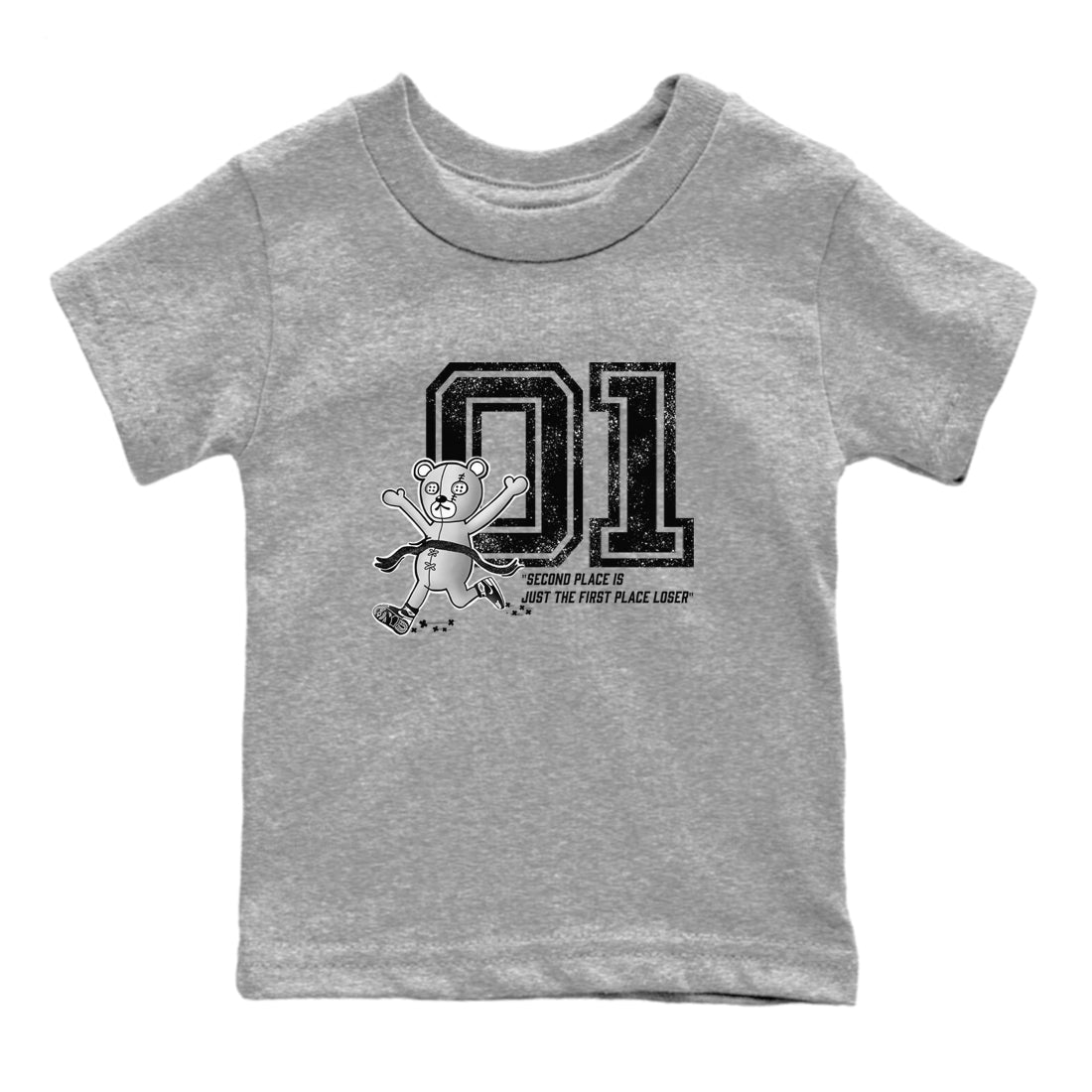1s Black White shirt to match jordans First Place Winner sneaker tees Air Jordan 1 Retro Black White Drip Gear Zone baby toddler Heather Grey 2 cotton Shirt